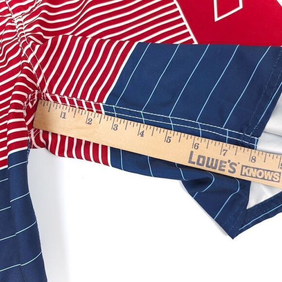 ANALOG Color Block Striped Board Shorts Swim Trunks Flag Red White Blue Mens 31 - Picture 5 of 9